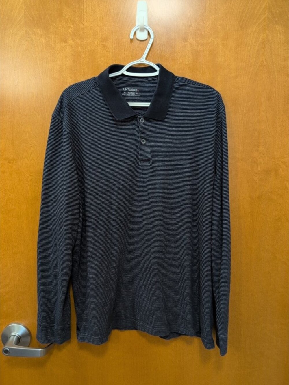 UNTUCKit Shirt Mens XL Navy Long Sleeve Polo Striped Cerro 2019 Preppy Casual